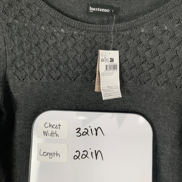 Inextenso Women Charcoal Gray Long Sleeve Sweater Top Size S Diamond Knit NWT - Picture 6 of 6